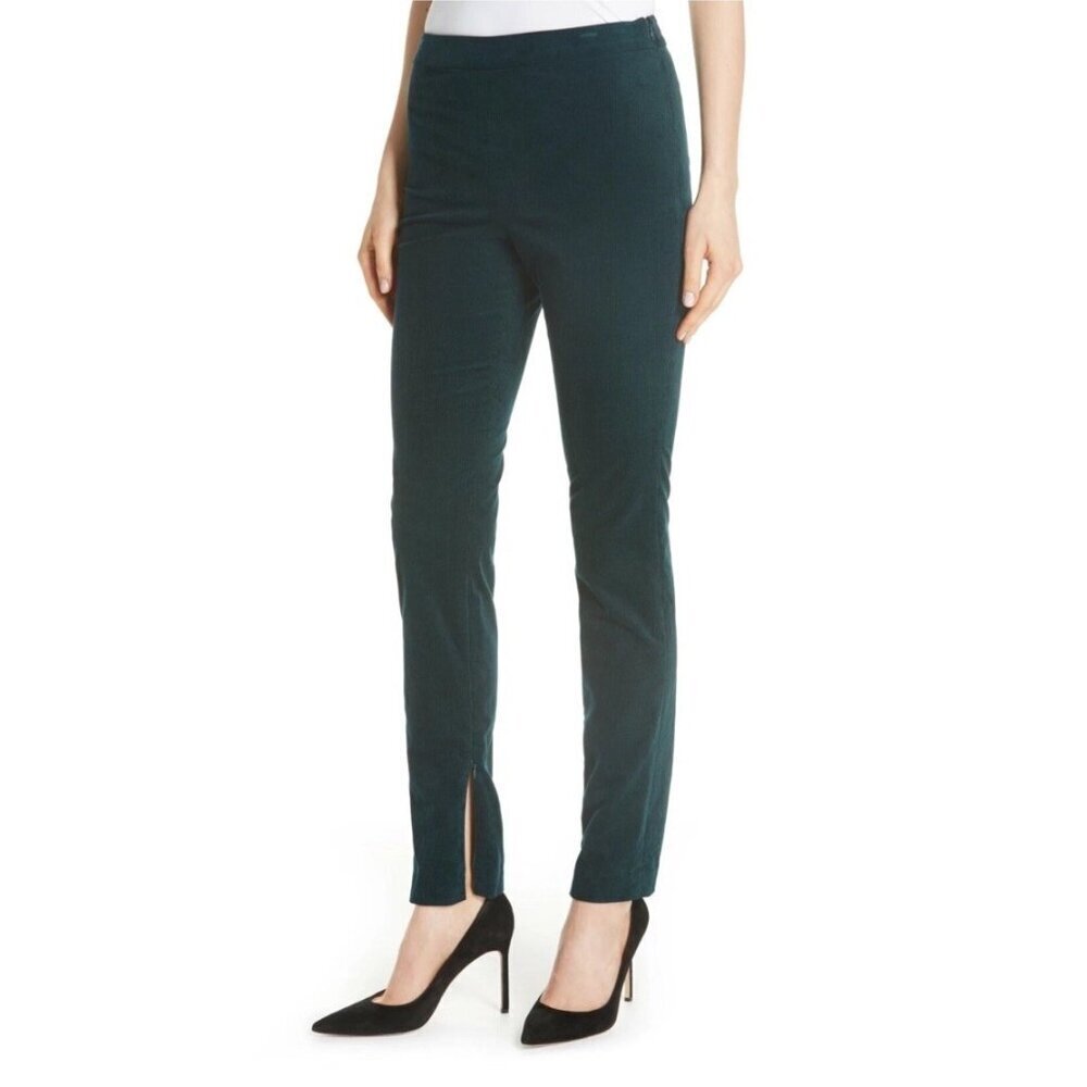 Theory Size 12 Green Poplar High Waist Stretch Oslo Corduroy Skinny Pants